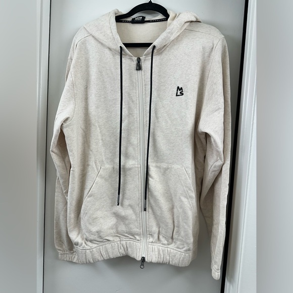NWT $95 MAGNLENS Zip Up Hooded Hoodie Sweater Shirt Jacket S or M Heather Grey - Picture 4 of 15